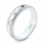 14k White Gold And Platinum Custom Two-tone Hand Engraved Ruby Men's Band