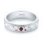  14K Gold And Platinum 14K Gold And Platinum Custom Two-tone Hand Engraved Ruby Men's Band - Flat View -  103485 - Thumbnail
