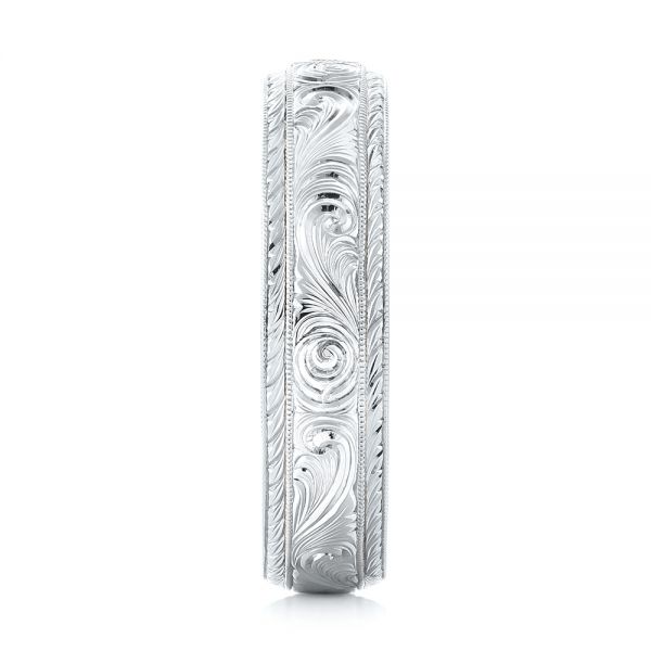  Platinum And Platinum Platinum And Platinum Custom Two-tone Hand Engraved Ruby Men's Band - Side View -  103485