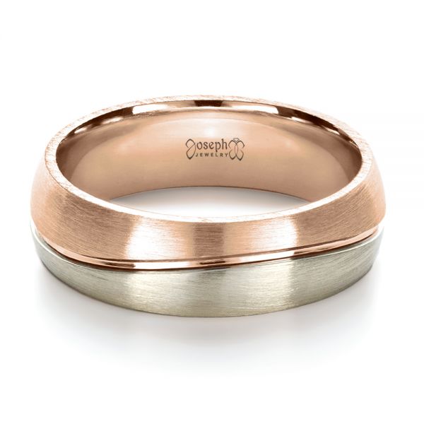 14k Rose Gold And Platinum 14k Rose Gold And Platinum Custom Two-tone Men's Band - Flat View - 1199