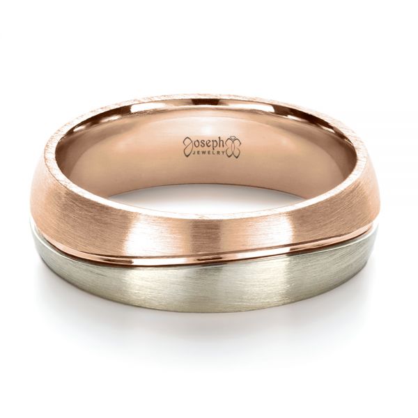 14k Rose Gold And 14K Gold 14k Rose Gold And 14K Gold Custom Two-tone Men's Band - Flat View -  1199