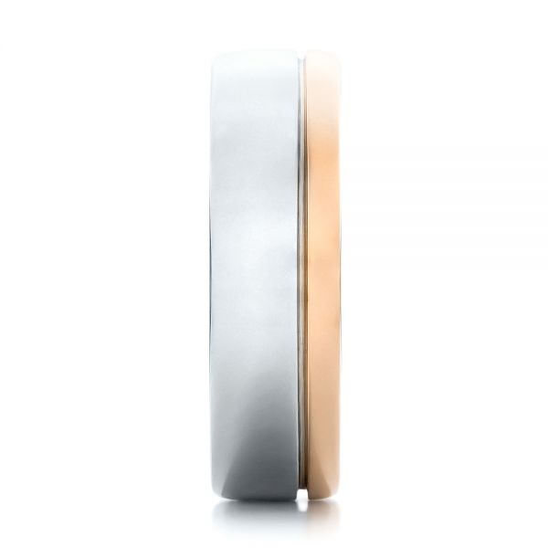 Platinum And 18k Rose Gold Platinum And 18k Rose Gold Custom Two-tone Men's Band - Side View - 100825