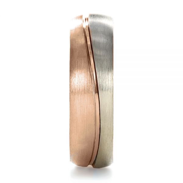 14k Rose Gold And Platinum 14k Rose Gold And Platinum Custom Two-tone Men's Band - Side View -  1199