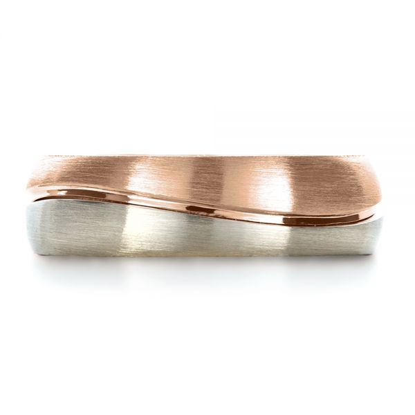 14k Rose Gold And Platinum 14k Rose Gold And Platinum Custom Two-tone Men's Band - Top View - 1199