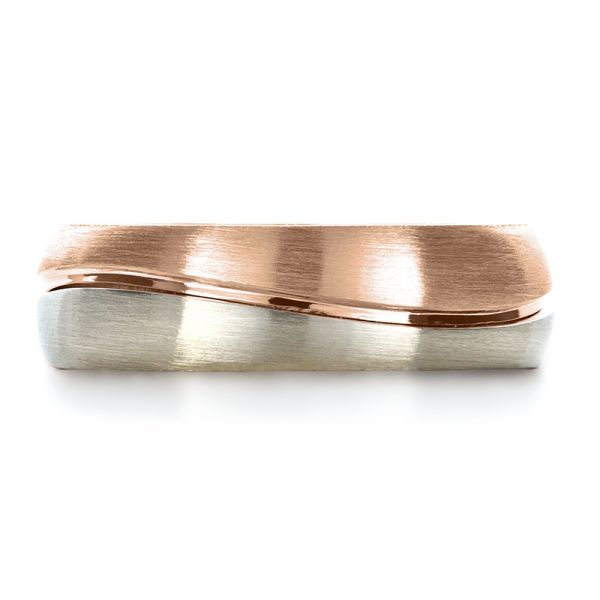 18k Rose Gold And Platinum 18k Rose Gold And Platinum Custom Two-tone Men's Band - Top View -  1199