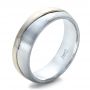 18k White Gold And Platinum 18k White Gold And Platinum Custom Two-tone Men's Band - Three-Quarter View -  1199 - Thumbnail