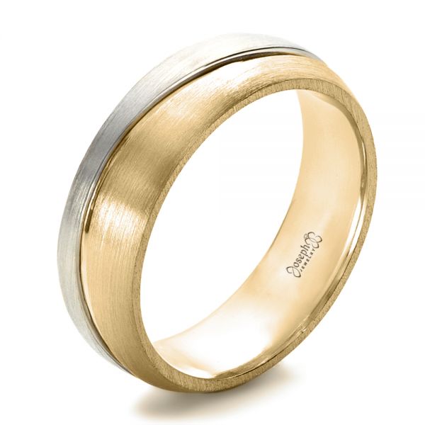 18k Yellow Gold And 14K Gold 18k Yellow Gold And 14K Gold Custom Two-tone Men's Band - Three-Quarter View -  1199