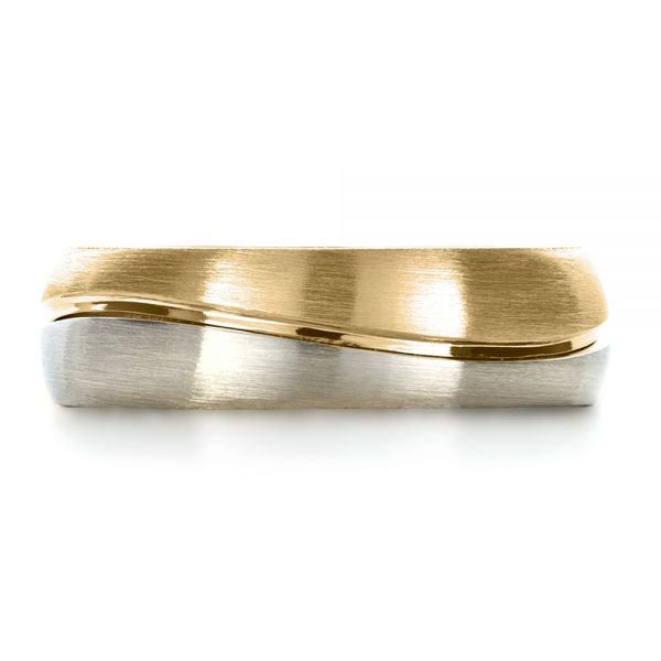 14k Yellow Gold And Platinum 14k Yellow Gold And Platinum Custom Two-tone Men's Band - Top View -  1199