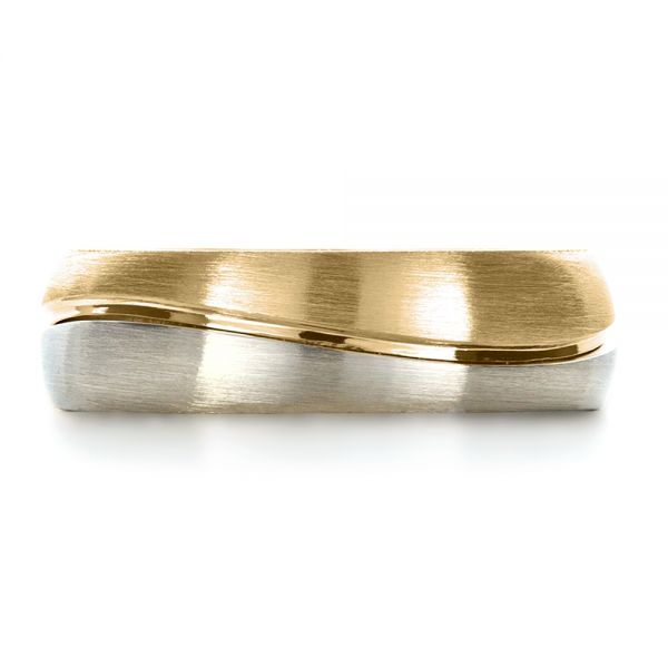14k Yellow Gold And 14K Gold 14k Yellow Gold And 14K Gold Custom Two-tone Men's Band - Top View - 1199