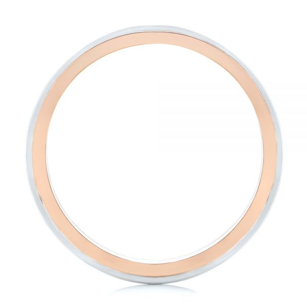 14k Rose Gold And 14K Gold Custom Two-tone Men's Diamond Wedding Band - Front View - 104291