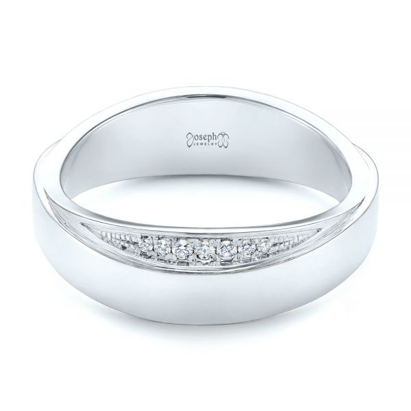 Platinum And 14K Gold Platinum And 14K Gold Custom Two-tone Men's Diamond Wedding Band - Flat View - 104291