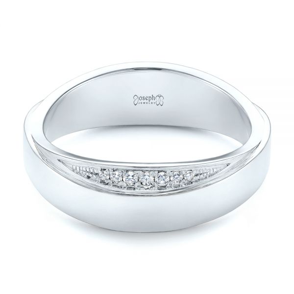  Platinum And Platinum Platinum And Platinum Custom Two-tone Men's Diamond Wedding Band - Flat View -  104291