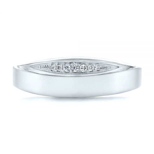 Platinum And 14K Gold Platinum And 14K Gold Custom Two-tone Men's Diamond Wedding Band - Top View - 104291