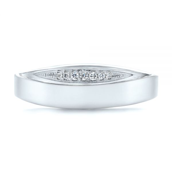 18k White Gold And 18K Gold 18k White Gold And 18K Gold Custom Two-tone Men's Diamond Wedding Band - Top View -  104291