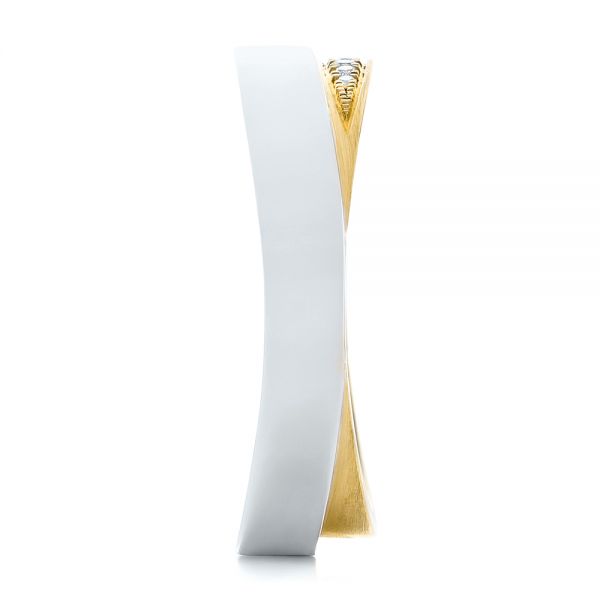 14k Yellow Gold And 14K Gold 14k Yellow Gold And 14K Gold Custom Two-tone Men's Diamond Wedding Band - Side View - 104291