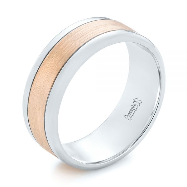  Platinum And 18k Rose Gold Platinum And 18k Rose Gold Custom Two-tone Men's Wedding Band - Three-Quarter View -  102961