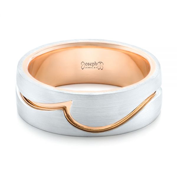  Platinum And 18k Rose Gold Platinum And 18k Rose Gold Custom Two-tone Men's Wedding Band - Flat View -  102417