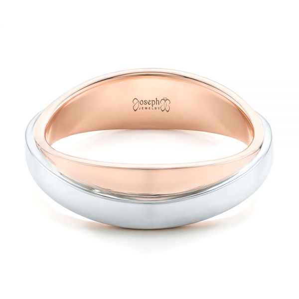 14k Rose Gold And Platinum 14k Rose Gold And Platinum Custom Two-tone Men's Wedding Band - Flat View -  102467