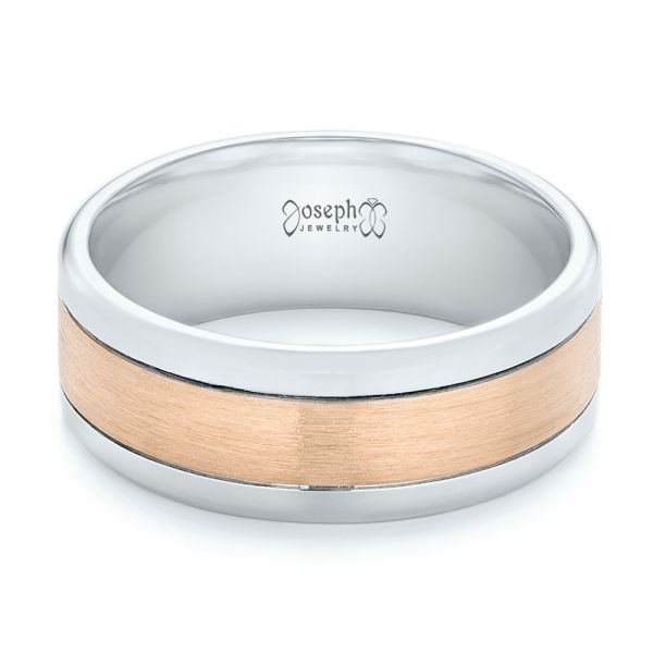 14K Gold And 14k Rose Gold Custom Two-tone Men's Wedding Band - Flat View - 102961