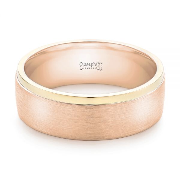 18k Rose Gold And Platinum 18k Rose Gold And Platinum Custom Two-tone Men's Wedding Band - Flat View -  102999