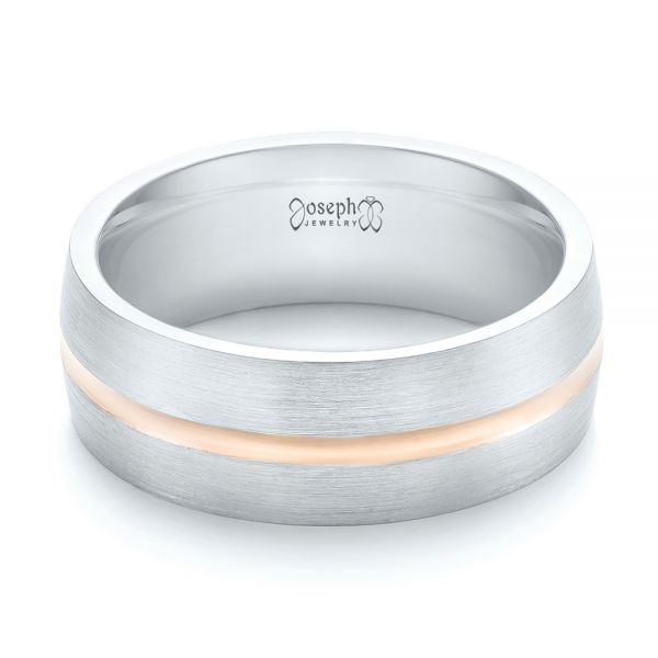 18K Gold And 14k Rose Gold 18K Gold And 14k Rose Gold Custom Two-tone Men's Wedding Band - Flat View - 103290