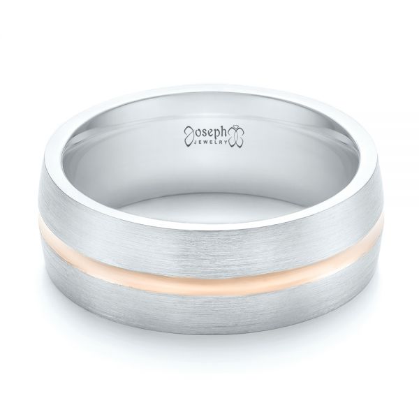  Platinum And 18k Rose Gold Platinum And 18k Rose Gold Custom Two-tone Men's Wedding Band - Flat View -  103290