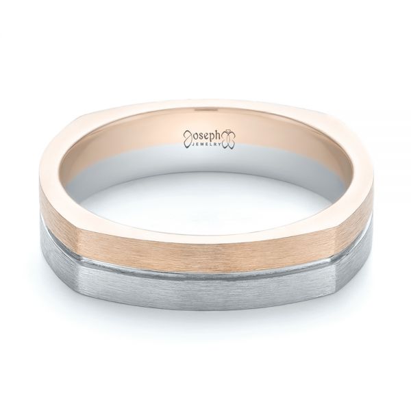 14k Rose Gold And 14K Gold 14k Rose Gold And 14K Gold Custom Two-tone Men's Wedding Band - Flat View - 103842