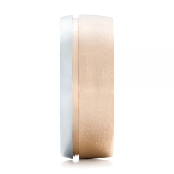 14k Rose Gold And Platinum 14k Rose Gold And Platinum Custom Two-tone Men's Wedding Band - Side View -  101950