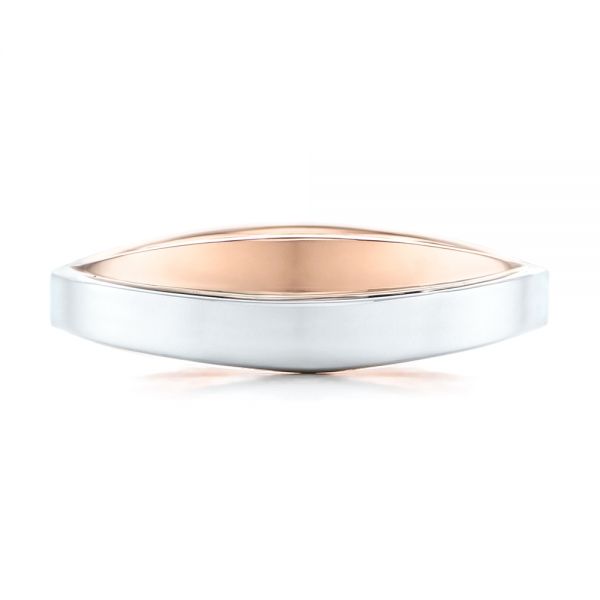 14k Rose Gold And 14K Gold Custom Two-tone Men's Wedding Band - Top View -  102467
