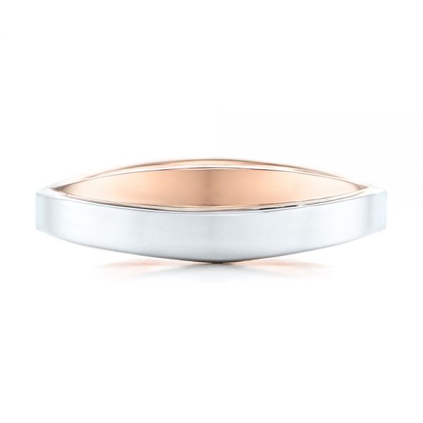 14k Rose Gold And Platinum 14k Rose Gold And Platinum Custom Two-tone Men's Wedding Band - Top View -  102467