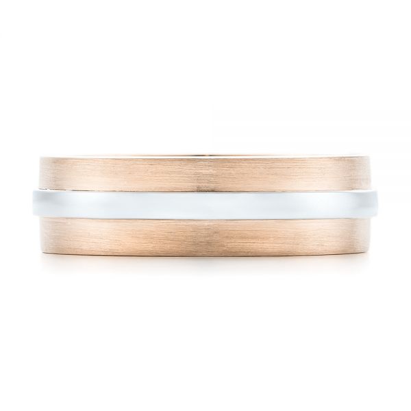 14k Rose Gold And Platinum 14k Rose Gold And Platinum Custom Two-tone Men's Wedding Band - Top View -  102970