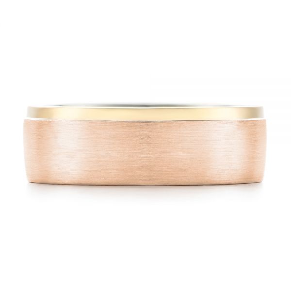 18k Rose Gold And Platinum 18k Rose Gold And Platinum Custom Two-tone Men's Wedding Band - Top View -  102999