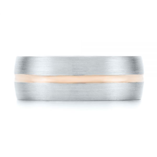 18K Gold And 14k Rose Gold 18K Gold And 14k Rose Gold Custom Two-tone Men's Wedding Band - Top View - 103290
