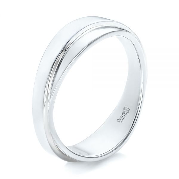 18k White Gold And 14K Gold 18k White Gold And 14K Gold Custom Two-tone Men's Wedding Band - Three-Quarter View -  102467