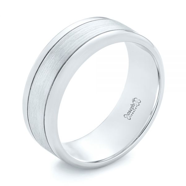 14K Gold And 14k White Gold 14K Gold And 14k White Gold Custom Two-tone Men's Wedding Band - Three-Quarter View - 102961