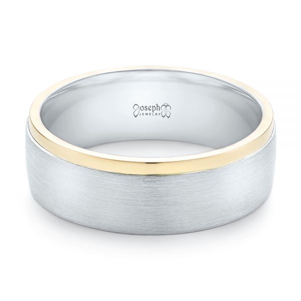Platinum And 18K Gold Custom Two-tone Men's Wedding Band - Flat View - 102999