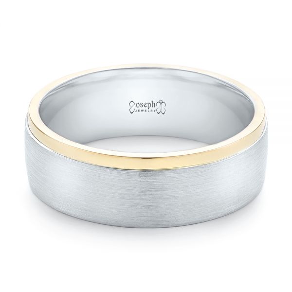  Platinum And Platinum Platinum And Platinum Custom Two-tone Men's Wedding Band - Flat View -  102999