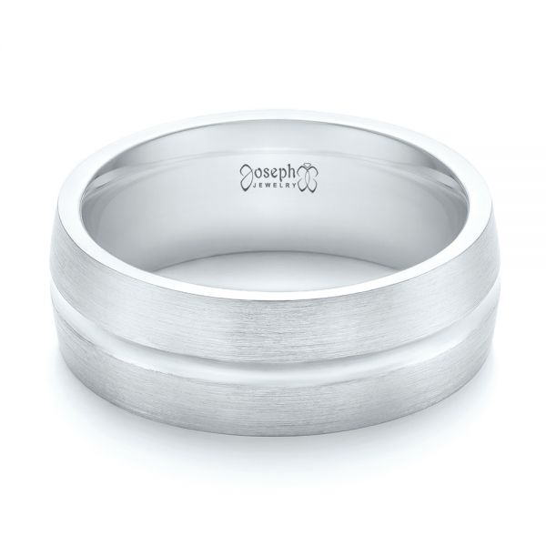 14K Gold And 18k White Gold 14K Gold And 18k White Gold Custom Two-tone Men's Wedding Band - Flat View - 103290