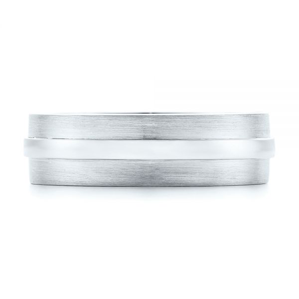 14k White Gold And Platinum 14k White Gold And Platinum Custom Two-tone Men's Wedding Band - Top View -  102970