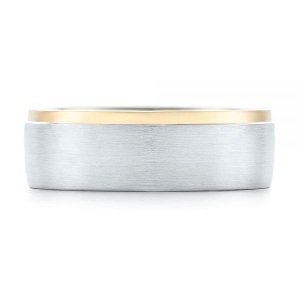 14k White Gold And Platinum 14k White Gold And Platinum Custom Two-tone Men's Wedding Band - Top View -  102999