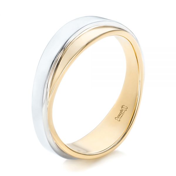 14k Yellow Gold And 14K Gold 14k Yellow Gold And 14K Gold Custom Two-tone Men's Wedding Band - Three-Quarter View -  102467