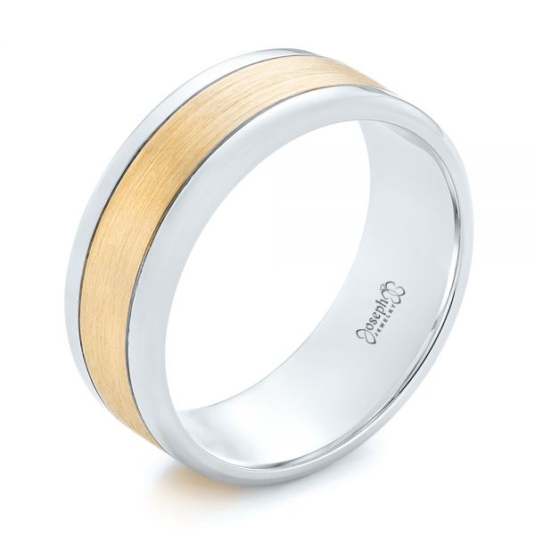  Platinum And 14k Yellow Gold Platinum And 14k Yellow Gold Custom Two-tone Men's Wedding Band - Three-Quarter View -  102961