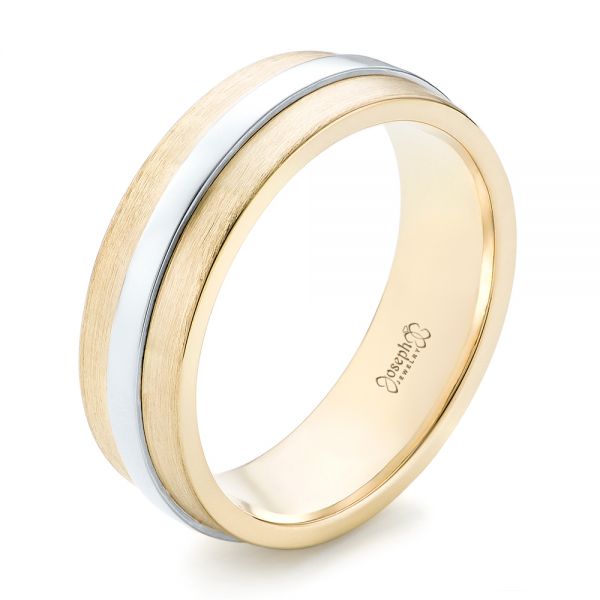 14k Yellow Gold And 18K Gold 14k Yellow Gold And 18K Gold Custom Two-tone Men's Wedding Band - Three-Quarter View -  102970