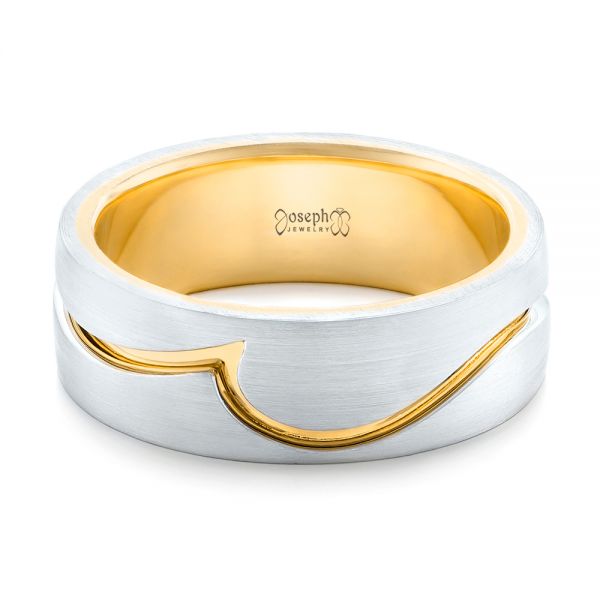  14K Gold And 14k Yellow Gold 14K Gold And 14k Yellow Gold Custom Two-tone Men's Wedding Band - Flat View -  102417