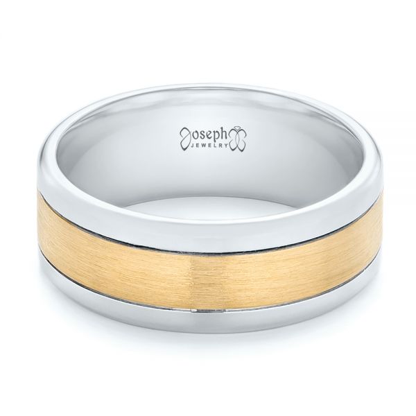  Platinum And 14k Yellow Gold Platinum And 14k Yellow Gold Custom Two-tone Men's Wedding Band - Flat View -  102961