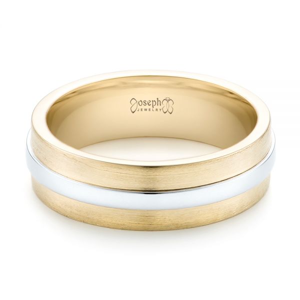 18k Yellow Gold And Platinum 18k Yellow Gold And Platinum Custom Two-tone Men's Wedding Band - Flat View -  102970