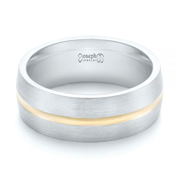  Platinum And 18k Yellow Gold Platinum And 18k Yellow Gold Custom Two-tone Men's Wedding Band - Flat View -  103290