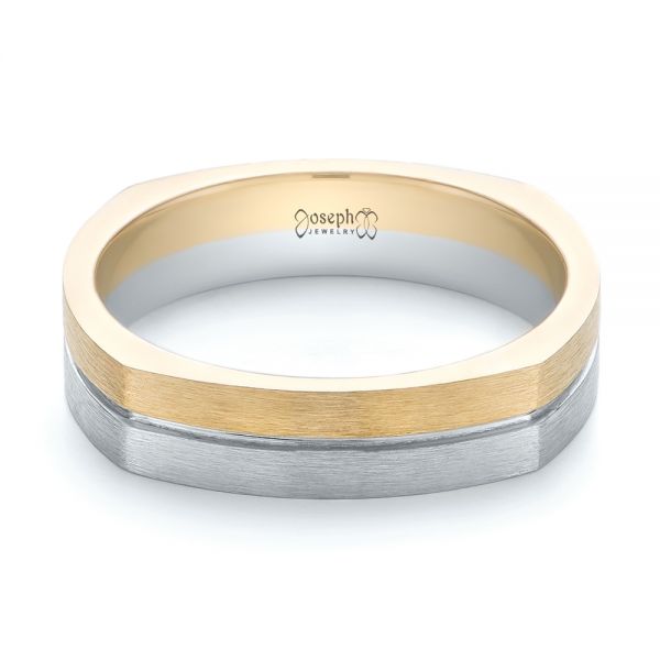 18k Yellow Gold And Platinum 18k Yellow Gold And Platinum Custom Two-tone Men's Wedding Band - Flat View -  103842