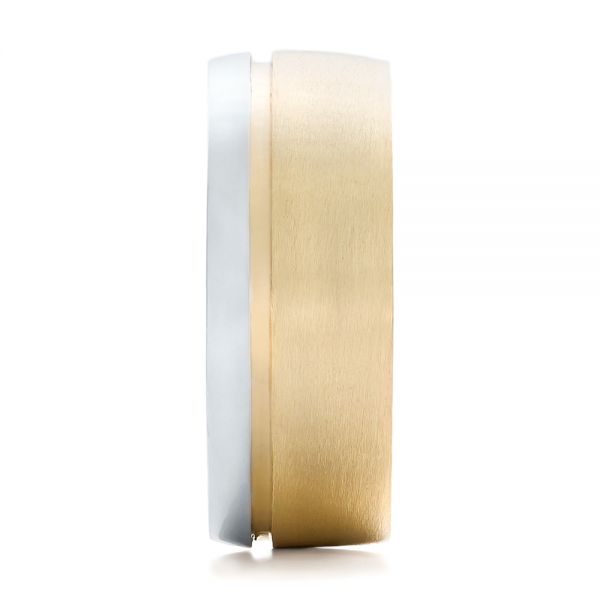 14k Yellow Gold And Platinum 14k Yellow Gold And Platinum Custom Two-tone Men's Wedding Band - Side View -  101950