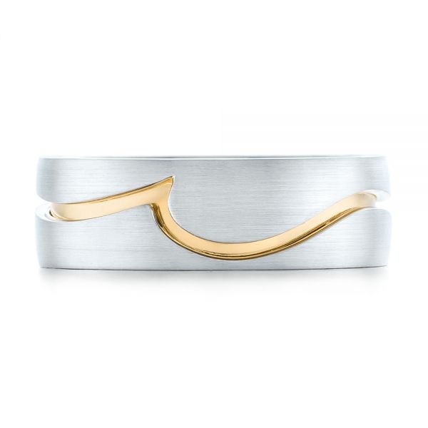 Platinum And 18k Yellow Gold Platinum And 18k Yellow Gold Custom Two-tone Men's Wedding Band - Top View - 102417